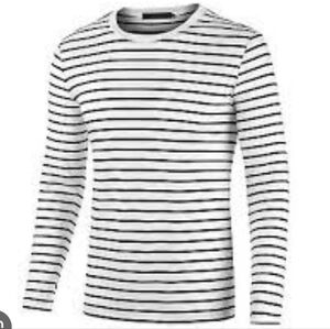 Mens ATM Crew neck Striped Black and White Long Sleeve Shirt - L Great Condition